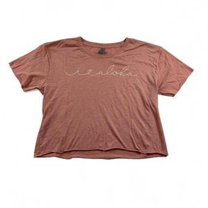 Pineapple County Aloha Cropped Tee Women’s M Pink Hawaii Graphic T-Shirt